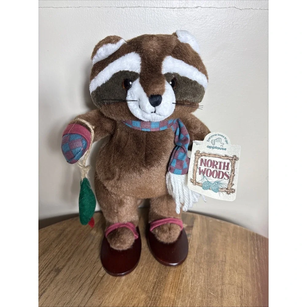 Vintage Applause North Woods Sherwood Raccoon Plush Toy with Tags Holiday